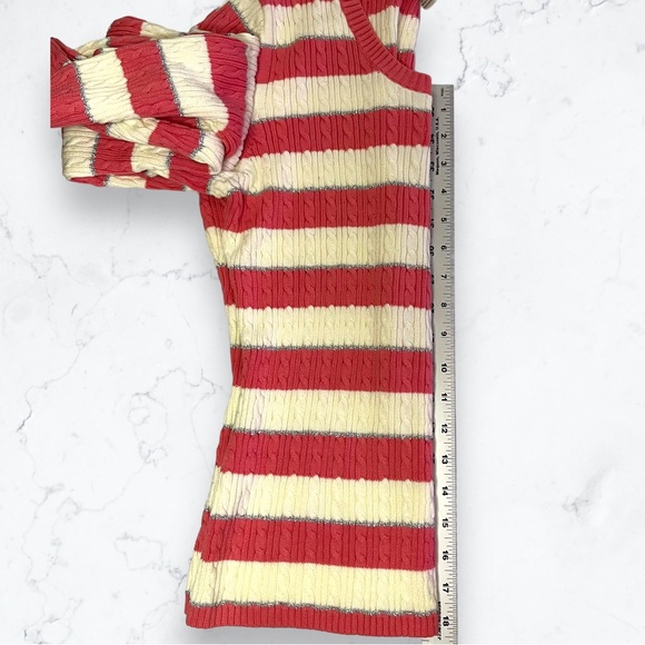 Tommy Hilfiger Pink, Off-white, and Silver Striped Cable Knit Sweater Large - Picture 8 of 12